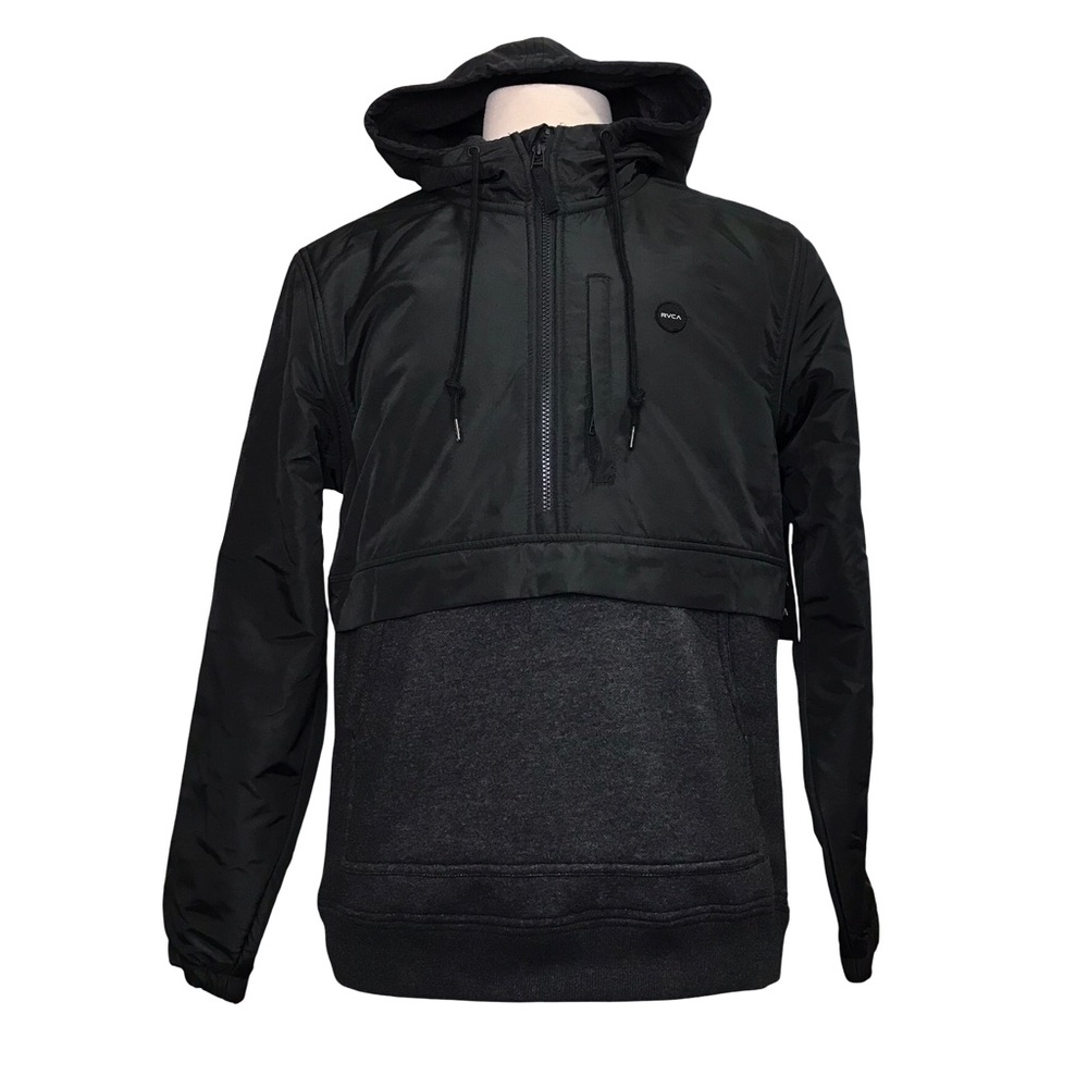 RVCA Cascade Fleece Anorak Jacket Men’s Size M Dark Gray Hoodie Kangaroo Pocket